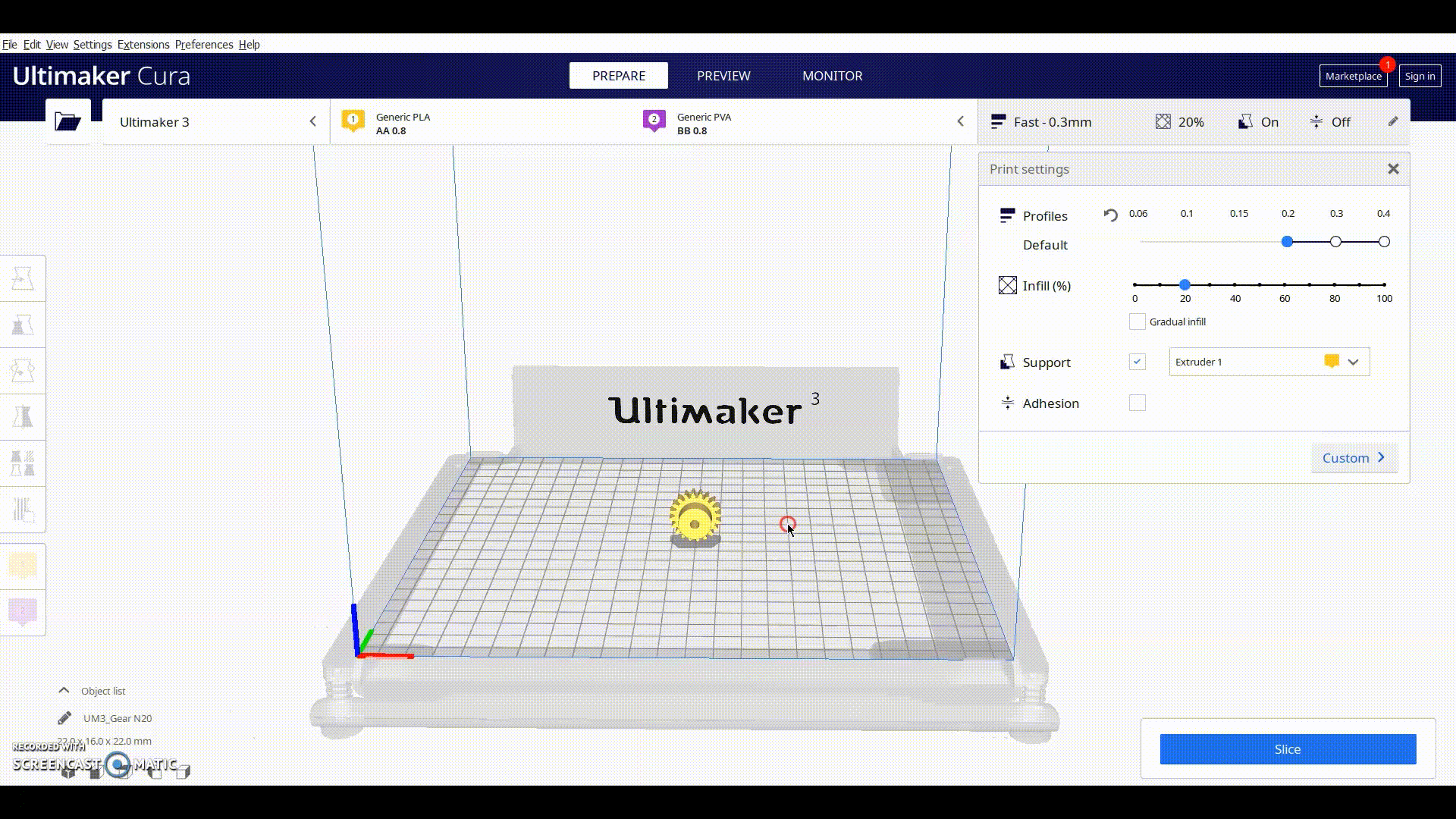 Rotating objects in Cura