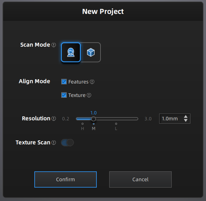 New project settings