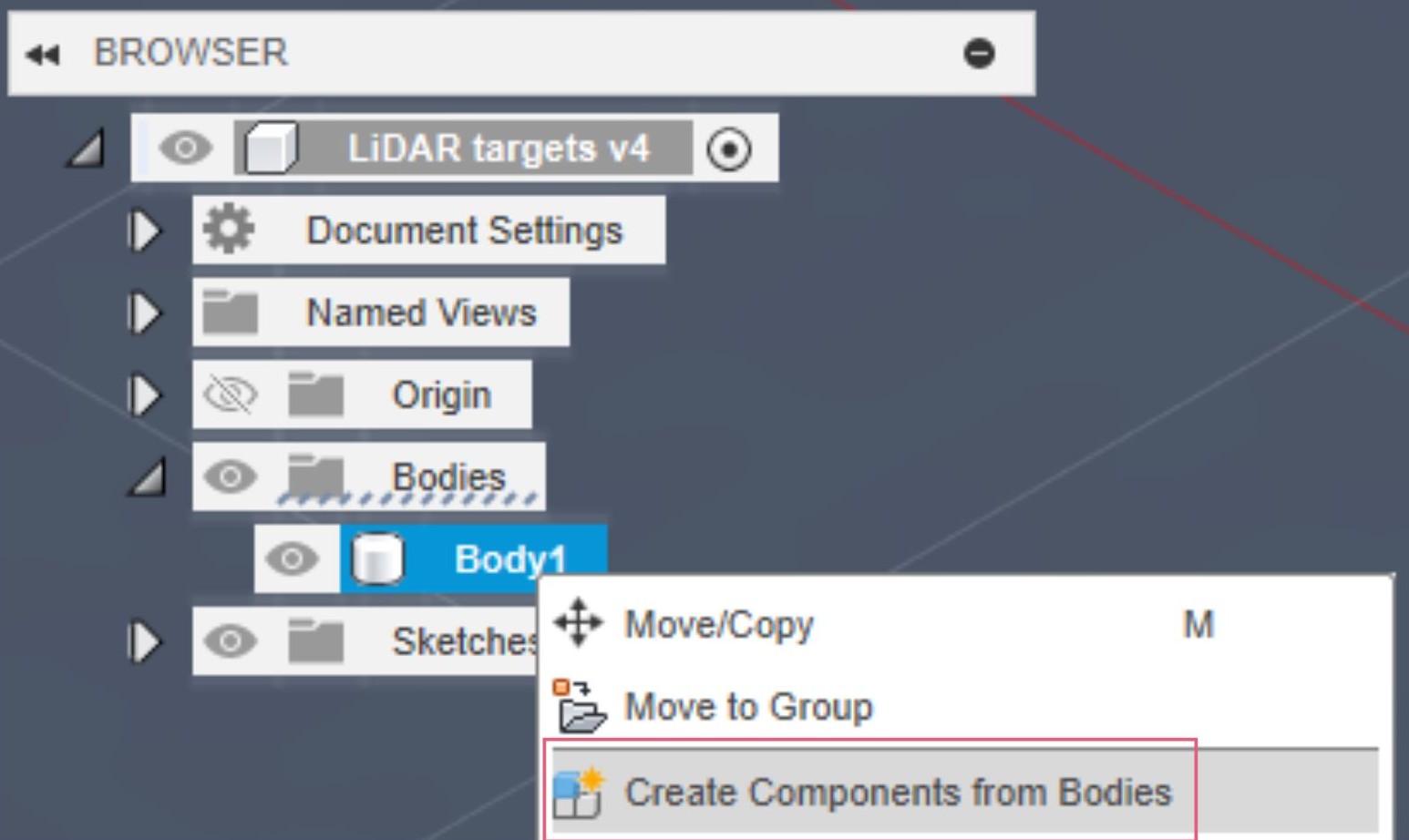 Create components from bodies