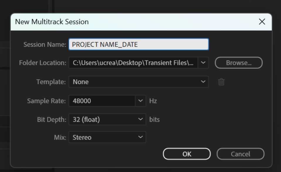 Adobe audition saving