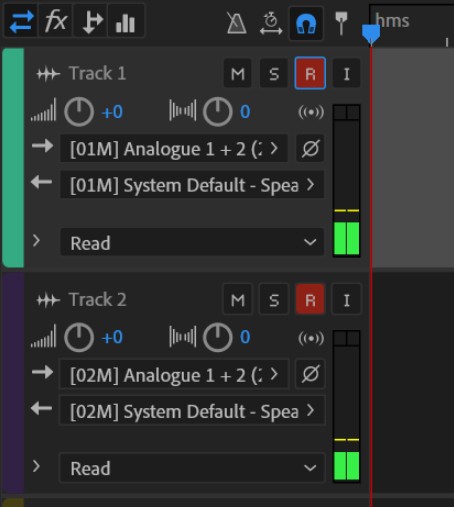 Recording tracks in Adobe Audition
