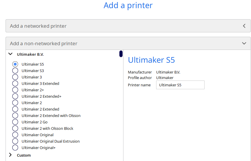 Printer list