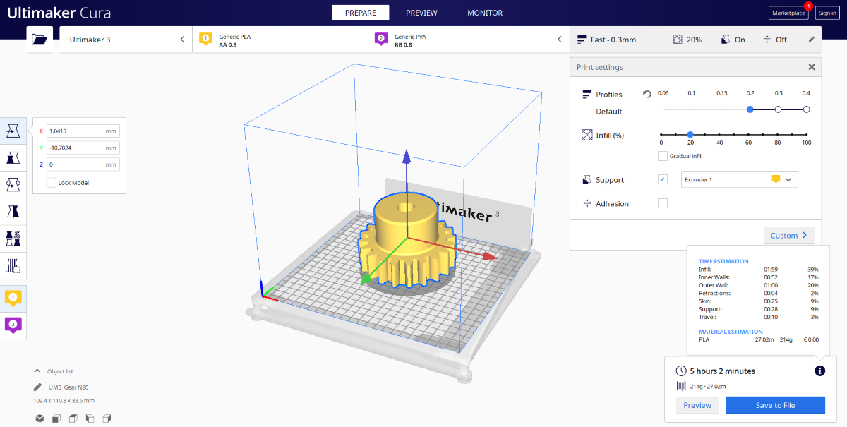 Cura Main Screen